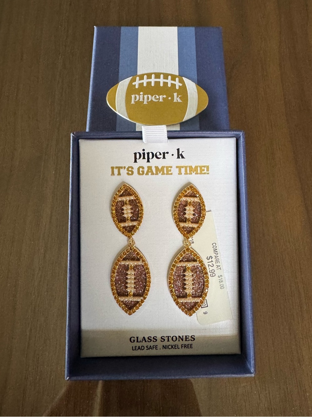 PIPER K Football Earrings .